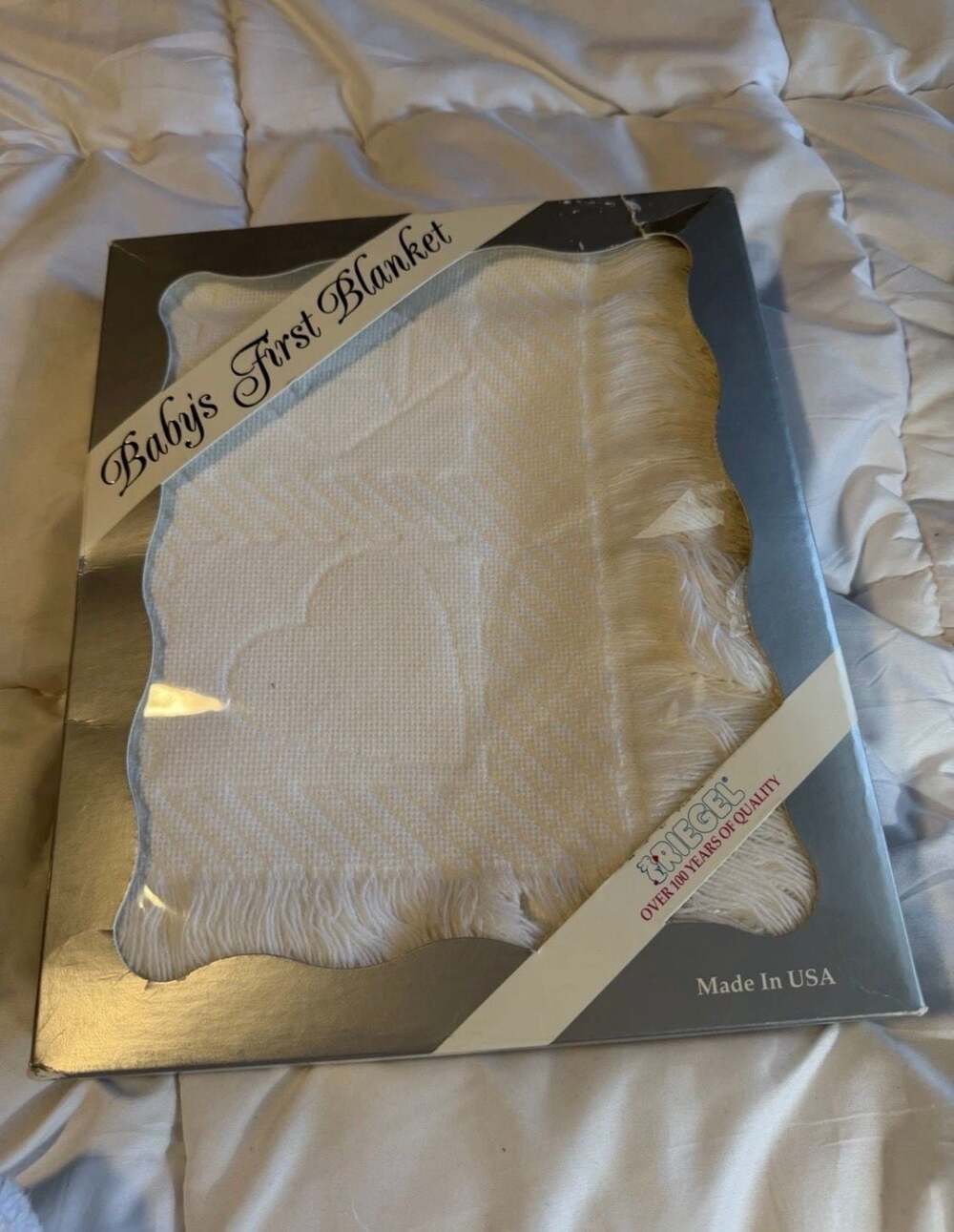 Riegel Baby's First Blanket 37x43 White Jacquard Weave